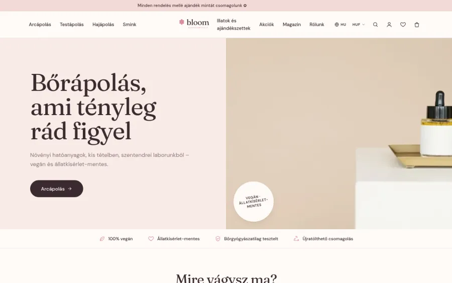 Bloom téma — demó bolt képernyőkép