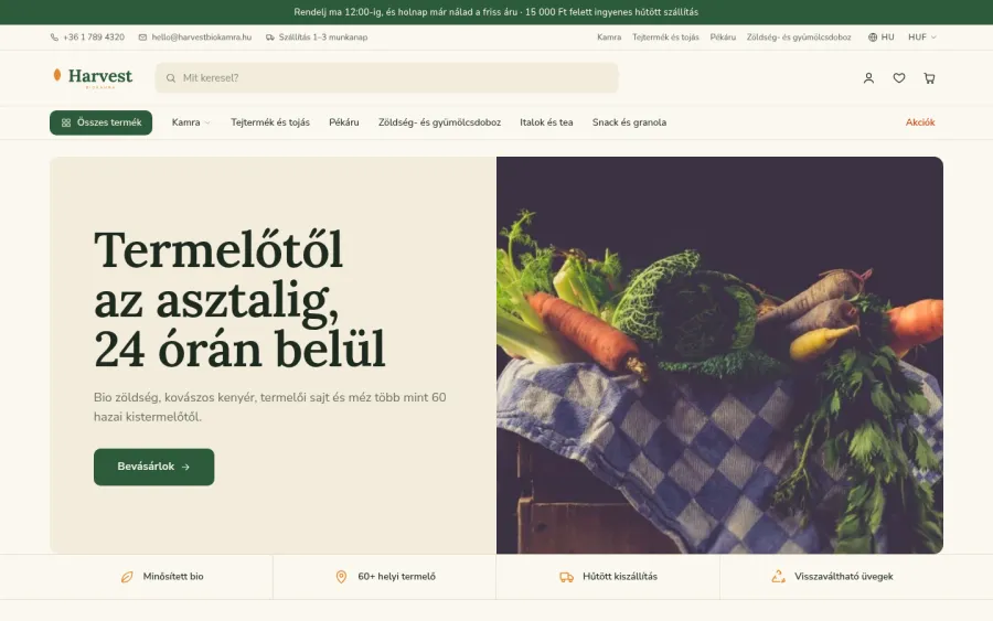 Harvest téma — demó bolt képernyőkép