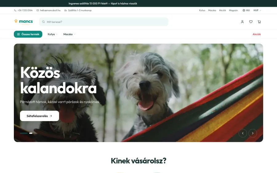 Mancs téma — demó bolt képernyőkép