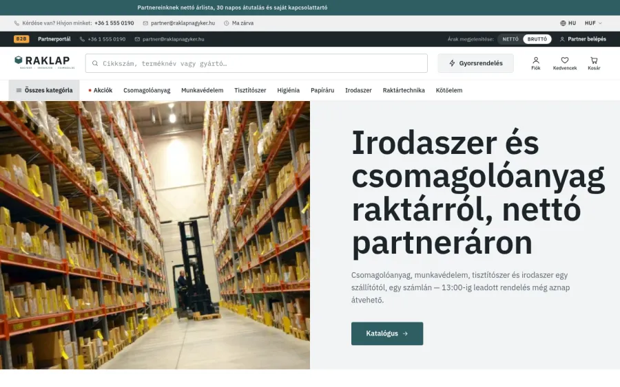 Raktár téma — demó bolt képernyőkép