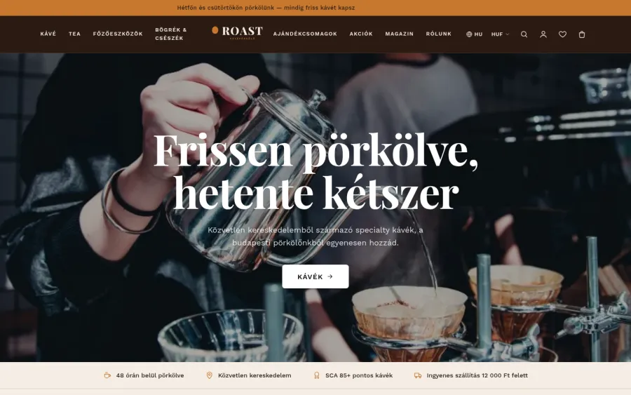 Roast téma — demó bolt képernyőkép