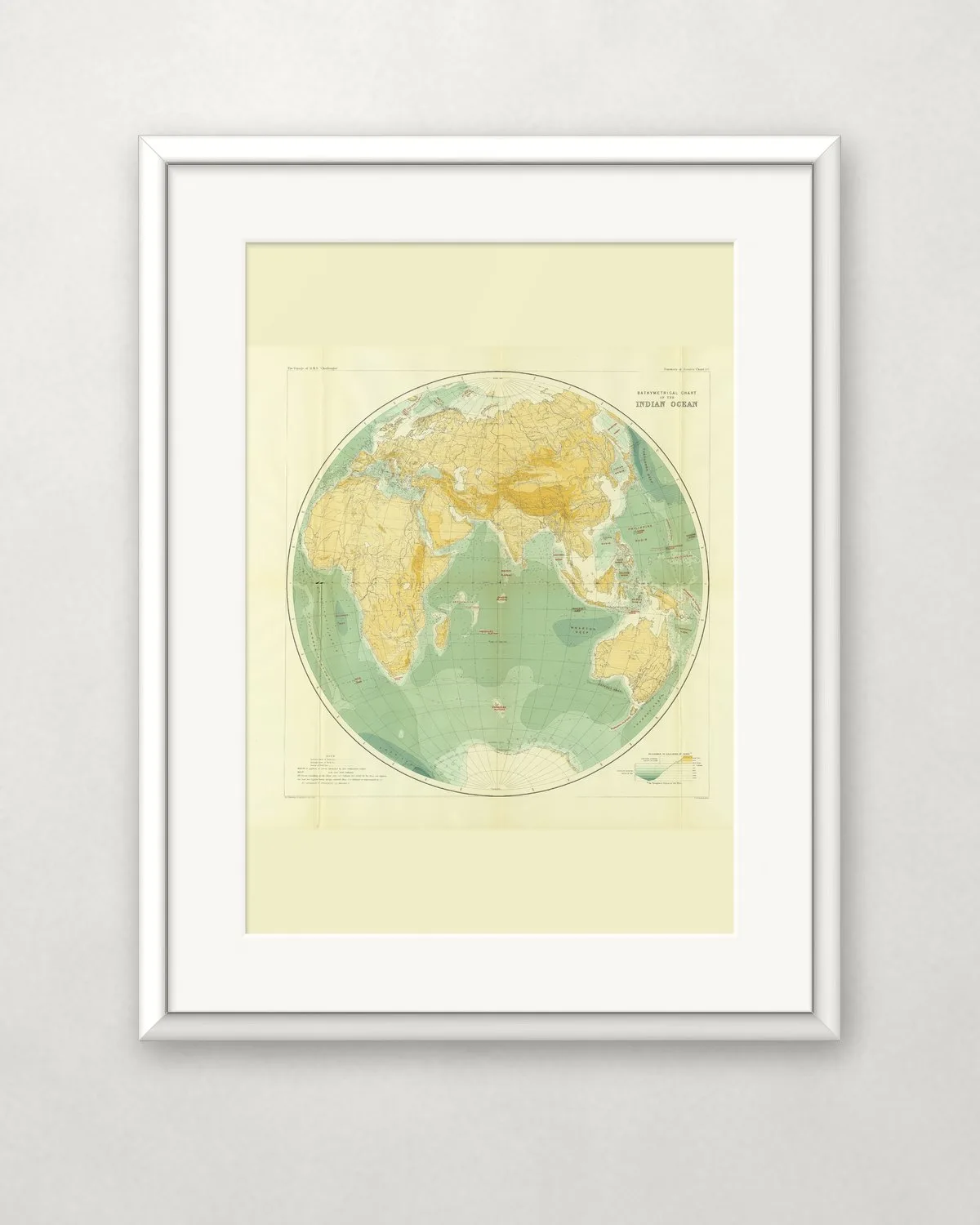 Depth chart of the Indian Ocean, 1912 – A4 / Fehér