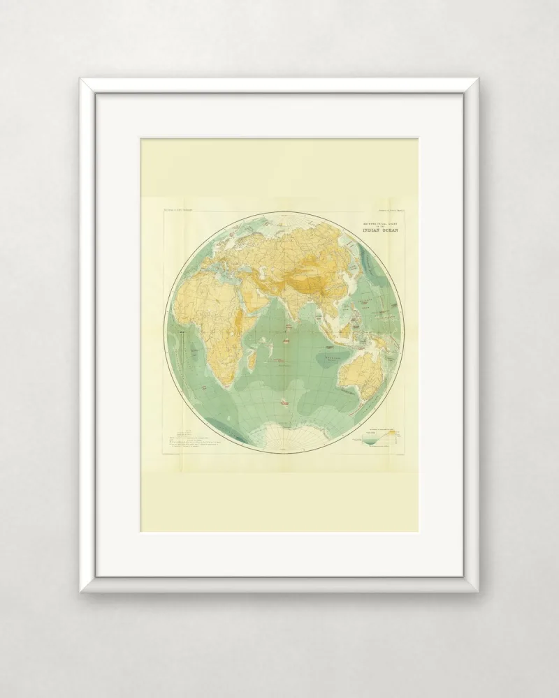 Depth chart of the Indian Ocean, 1912 – A4 / Fehér